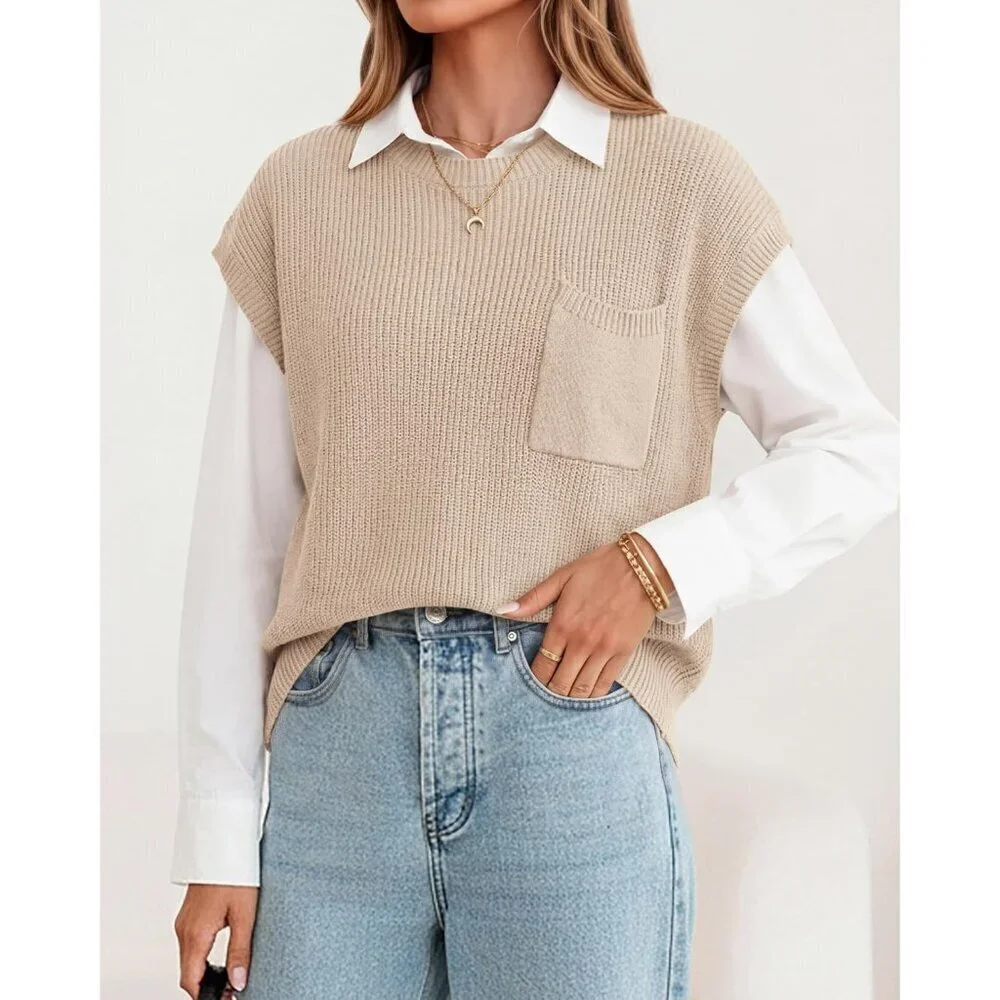 Spring Summer Short Sleeve Sweater for Women 2026 Casual Sweater Vest Cotton Kni